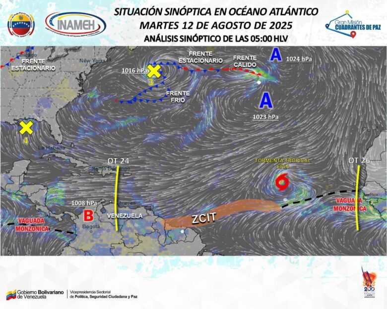 Lluvias en zonas de Venezuela este 12 de agosto