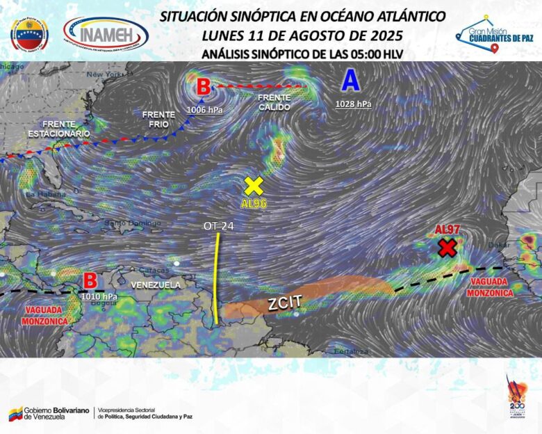 Onda tropical 24 reforzará lluvias en Venezuela este 11 de agosto