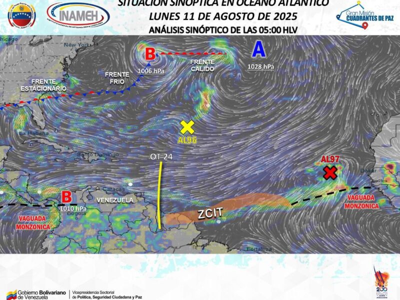 Onda tropical 24 reforzará lluvias en Venezuela este 11 de agosto