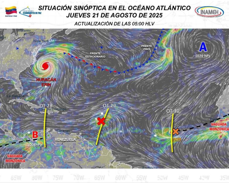 Venezuela tendrá lluvias con descargas eléctricas este 21 de agosto