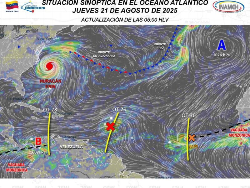 Venezuela tendrá lluvias con descargas eléctricas este 21 de agosto